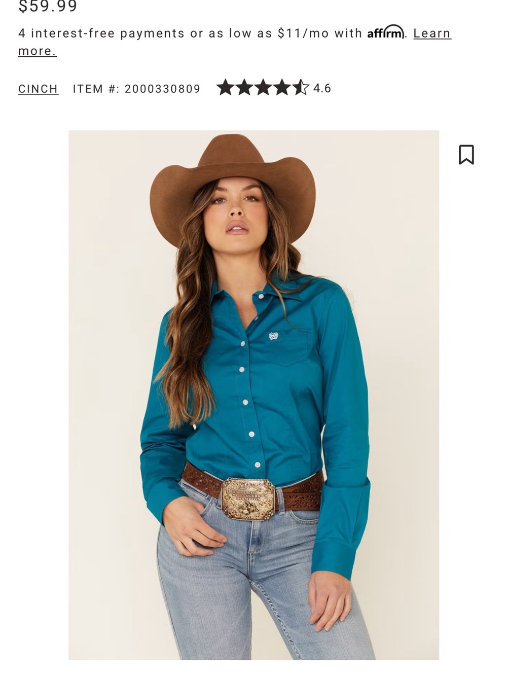 Cinch Women's Teal Western Snap-Front Shirt